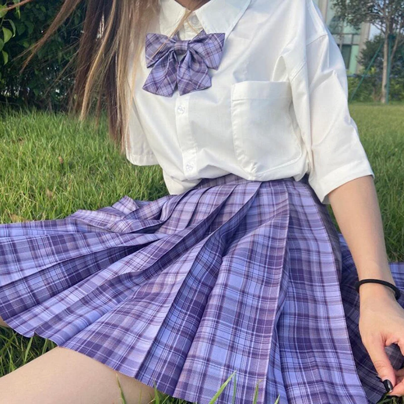ZOKI Plaid Women Pleated Skirt Bow Knot Summer High Waist Preppy Girls Dance Mini Skirt Cute A Line Harajuku Sexy Japan Faldas