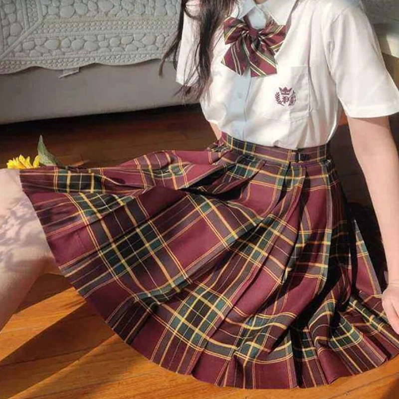ZOKI Plaid Women Pleated Skirt Bow Knot Summer High Waist Preppy Girls Dance Mini Skirt Cute A Line Harajuku Sexy Japan Faldas