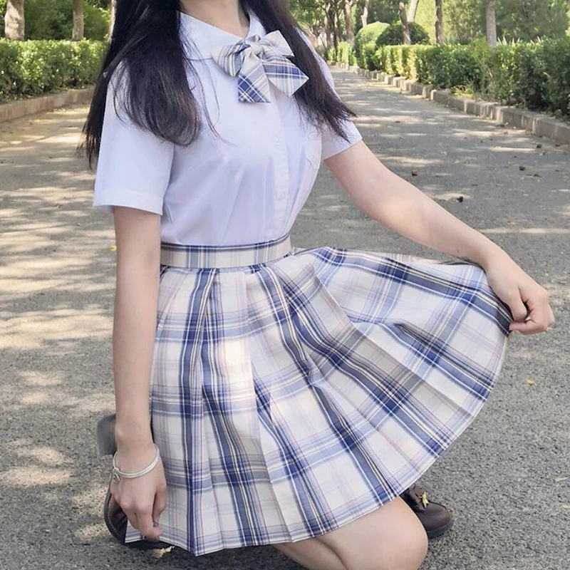 ZOKI Plaid Women Pleated Skirt Bow Knot Summer High Waist Preppy Girls Dance Mini Skirt Cute A Line Harajuku Sexy Japan Faldas