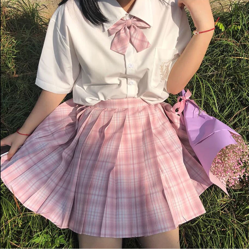 ZOKI Plaid Women Pleated Skirt Bow Knot Summer High Waist Preppy Girls Dance Mini Skirt Cute A Line Harajuku Sexy Japan Faldas