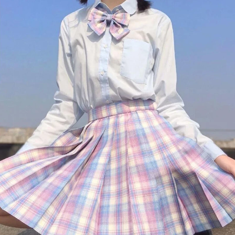 ZOKI Plaid Women Pleated Skirt Bow Knot Summer High Waist Preppy Girls Dance Mini Skirt Cute A Line Harajuku Sexy Japan Faldas